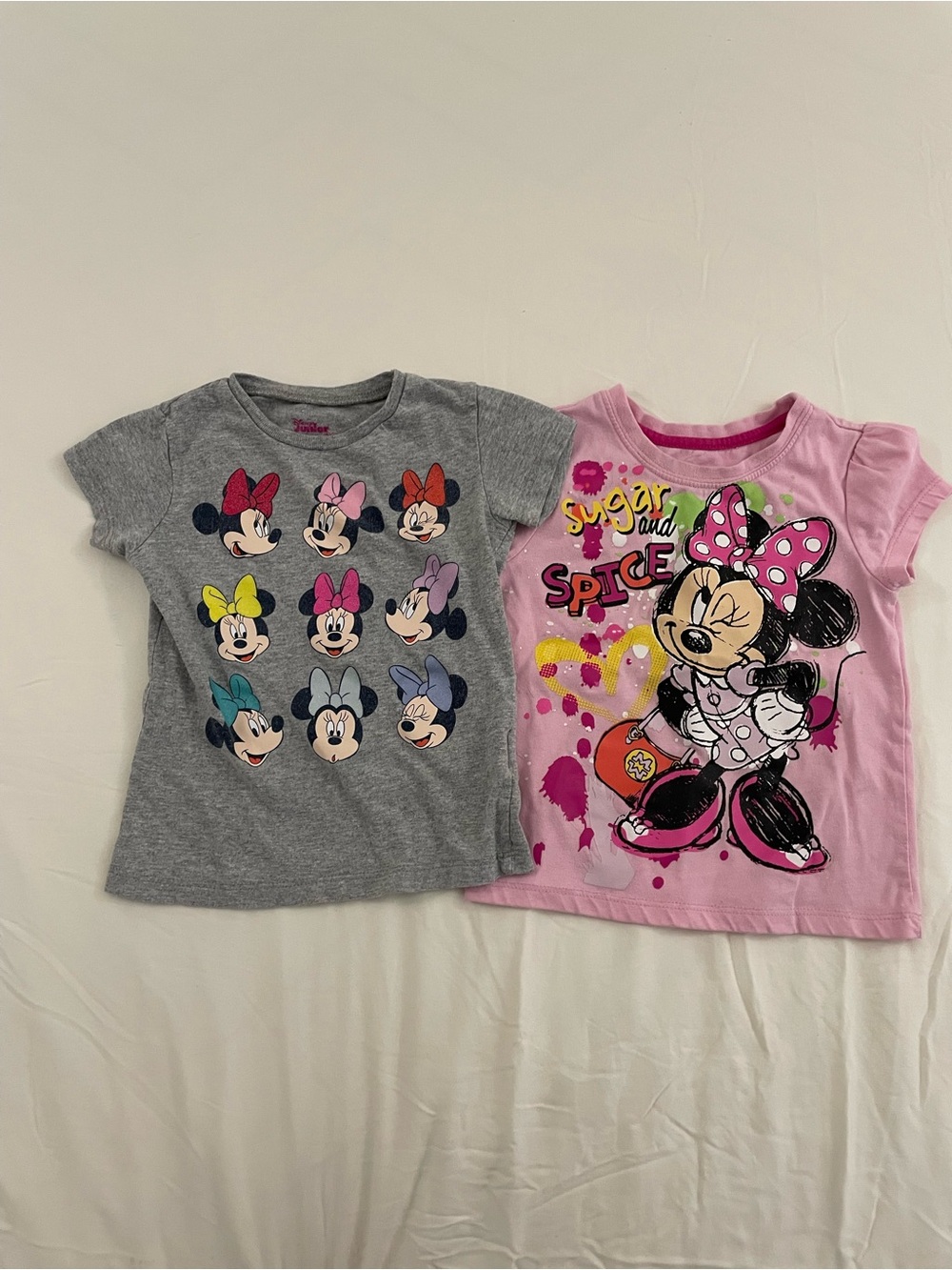 Disney Girls' Gray & Pink Minnie Mouse Short Sleeve Tees